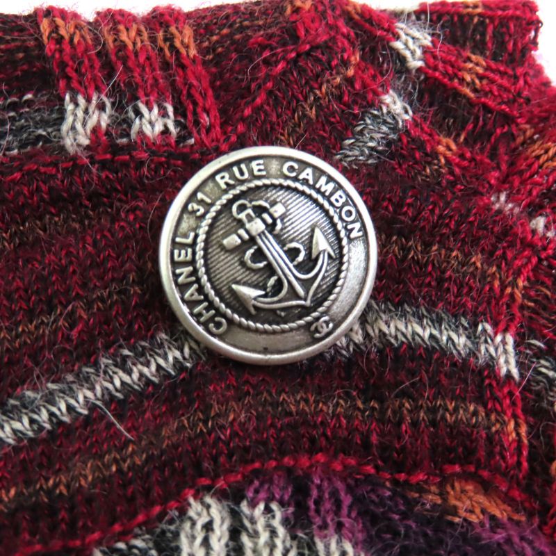 CHANEL P59263 Alpaca Wool Coco Mark With Ikari Button Boat Neck Short Sleeve