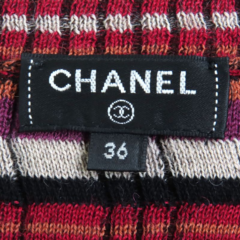 CHANEL P59263 Alpaca Wool Coco Mark With Ikari Button Boat Neck Short Sleeve