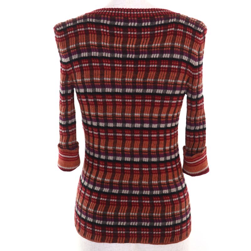 CHANEL P59263 Alpaca Wool Coco Mark With Ikari Button Boat Neck Short Sleeve