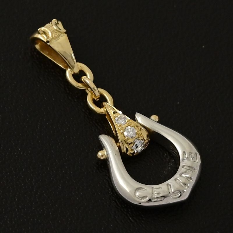 Celine Triomphe Logo Diamond Pendant Top / YG / 750 X Pt900 Combination - 2.9g
