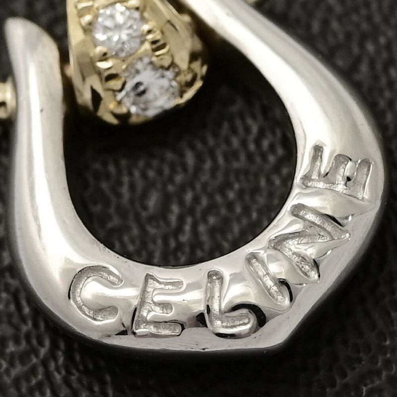 Celine Triomphe Logo Diamond Pendant Top / YG / 750 X Pt900 Combination - 2.9g