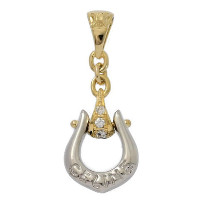 Celine Triomphe Logo Diamond Pendant Top / YG / 750 X Pt900 Combination - 2.9g