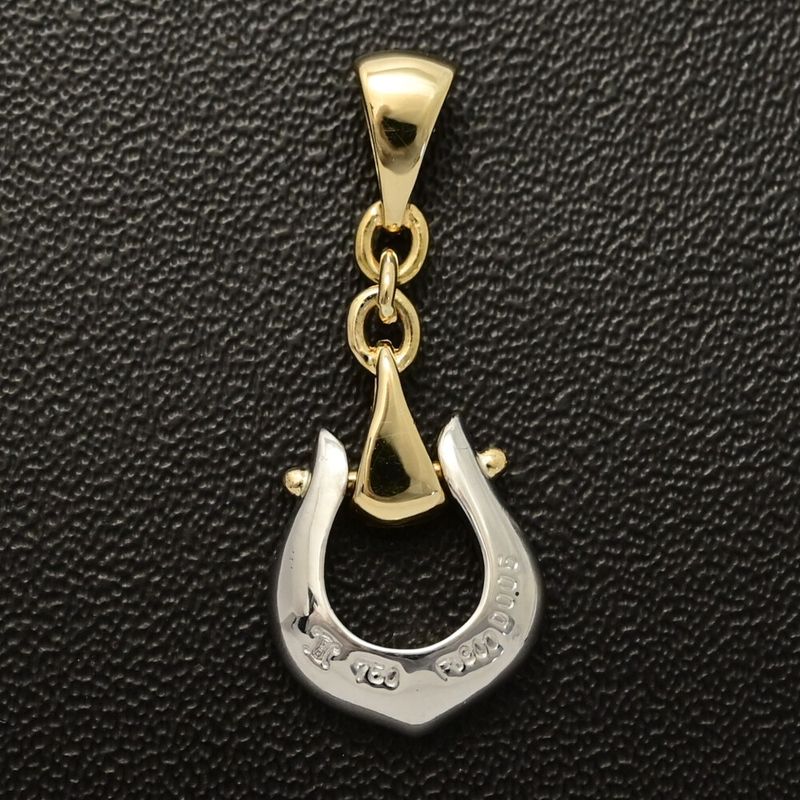 Celine Triomphe Logo Diamond Pendant Top / YG / 750 X Pt900 Combination - 2.9g