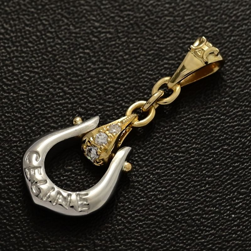 Celine Triomphe Logo Diamond Pendant Top / YG / 750 X Pt900 Combination - 2.9g