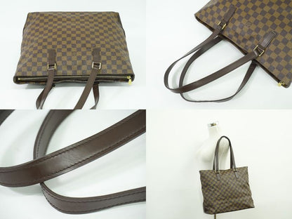 Authentic Louis Vuitton LV Cabas Mezzo Special Order Damier Ebène Shoulder Bag