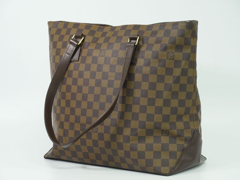 Authentic Louis Vuitton LV Cabas Mezzo Special Order Damier Ebène Shoulder Bag