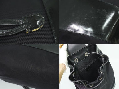 Authentic Gucci Bamboo Drawstring Shoulder Bag Body Bag Nylon Patent Leather