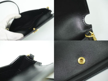 Authentic Saint Laurent Cassandra Shoulder Bag Pochette Folder Leather Black