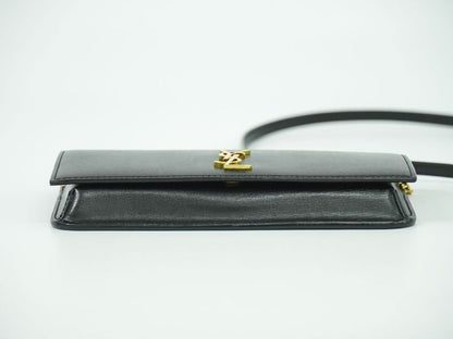 Authentic Saint Laurent Cassandra Shoulder Bag Pochette Folder Leather Black