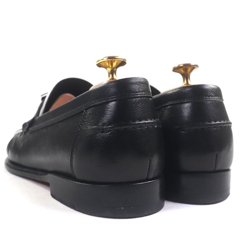 Hermes Chevre Calf Leather Carlo Constance Moccasin Loafers Black White 40