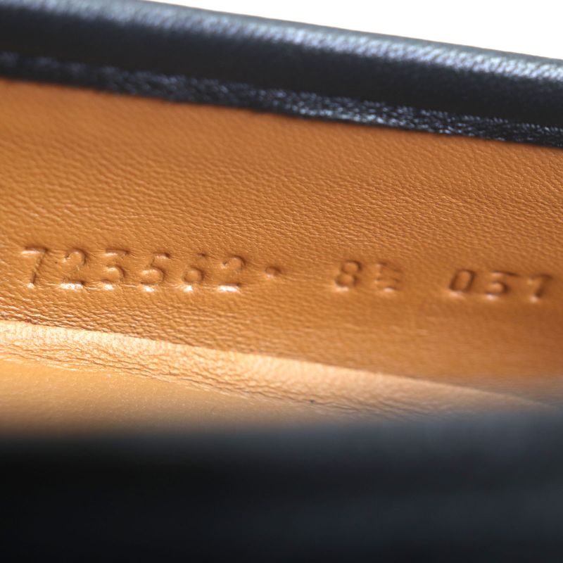  Gucci 723562 Leather Horsebit Moccasin Loafers Black Gold Hardware 8.5 With