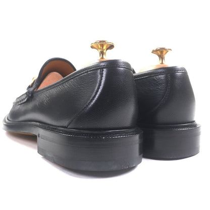  Gucci 723562 Leather Horsebit Moccasin Loafers Black Gold Hardware 8.5 With