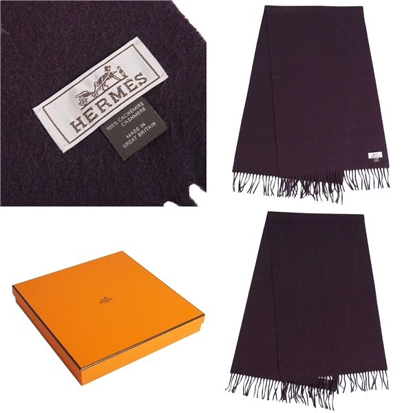 Hermes Scarf Shawl Fringe 100% Cashmere Les