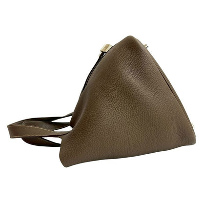 Hermes Keyed Engraved Picotin Lock MM Taurillon Clemence Etoupe Leather