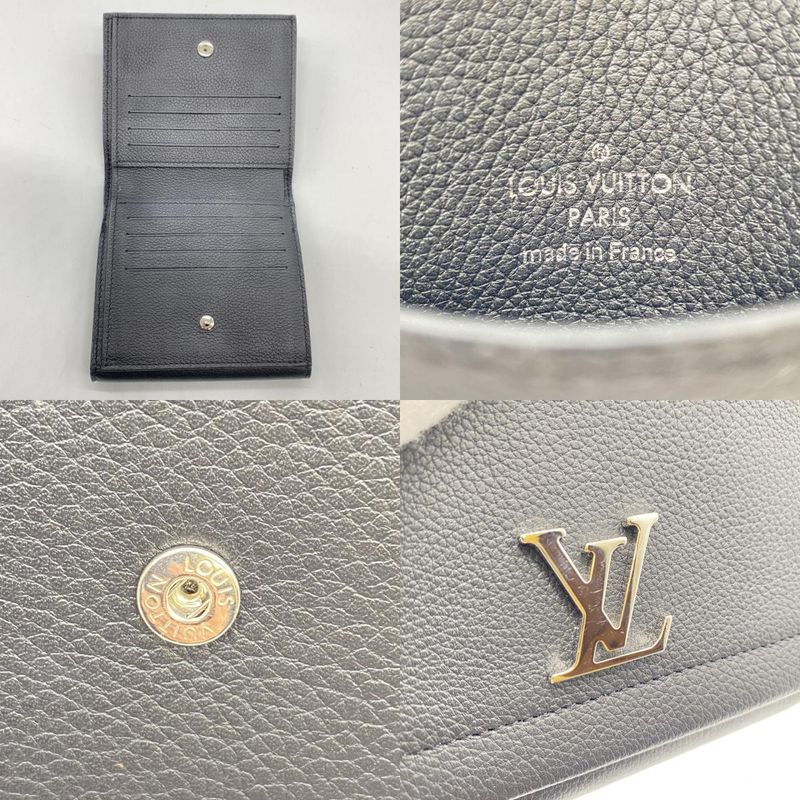 Louis Vuitton M64309 Portefeuille Lock Me 2 Compact Wallet Leather Noir Black