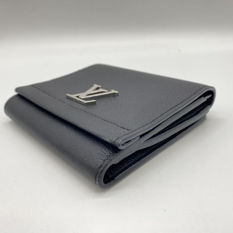 Louis Vuitton M64309 Portefeuille Lock Me 2 Compact Wallet Leather Noir Black