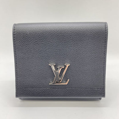 Louis Vuitton M64309 Portefeuille Lock Me 2 Compact Wallet Leather Noir Black