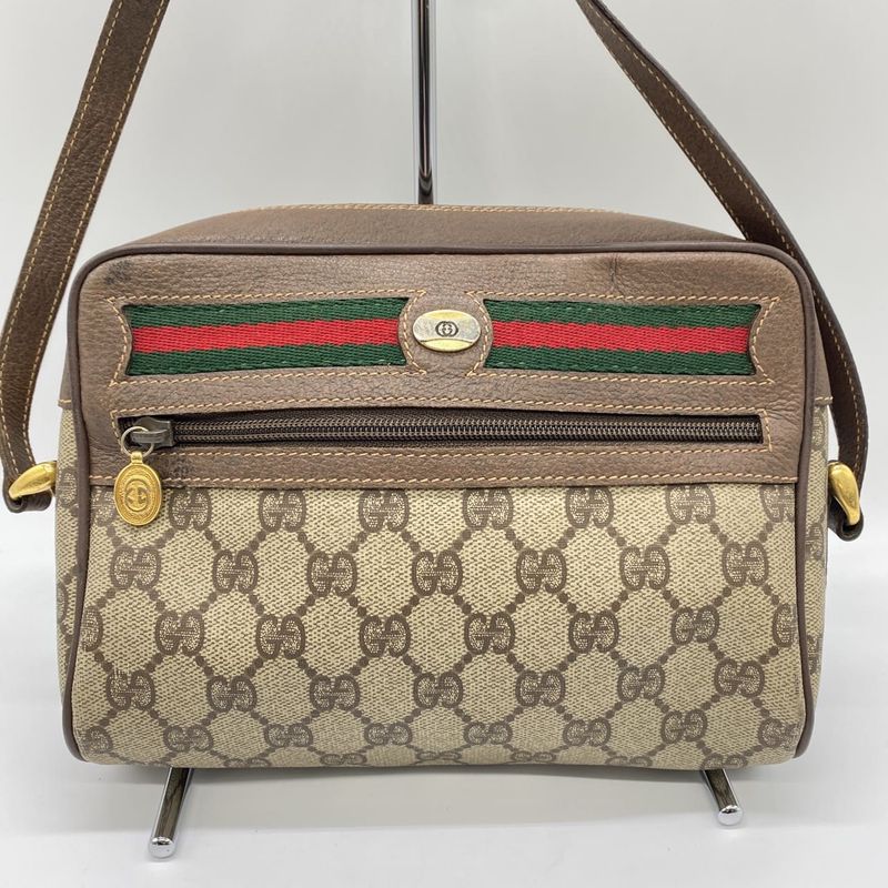 Gucci Old Gucci 001 115 GG Supreme Sherry Shoulder Bag PVC Brown Vintage Men