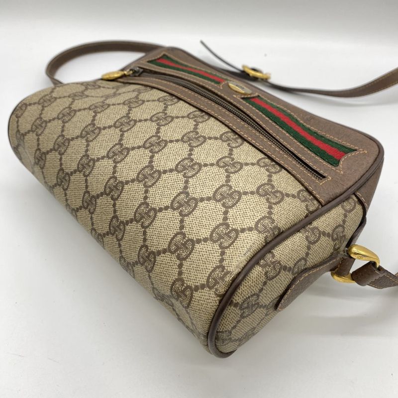 Gucci Old Gucci 001 115 GG Supreme Sherry Shoulder Bag PVC Brown Vintage Men