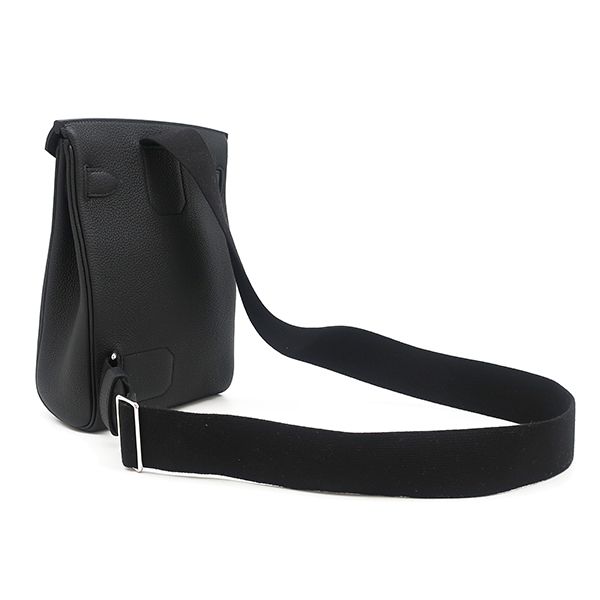 Hermes Body Bag Kelly Accad PM Togo Black Silver Hardware Black Shoulder