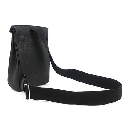 Hermes Body Bag Kelly Accad PM Togo Black Silver Hardware Black Shoulder