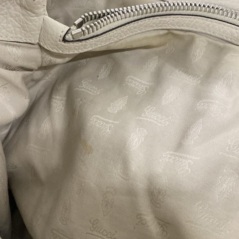 Gucci Tote Bag GG Patternbamboo 232947 Beige Dark Brown And Ivory Leather