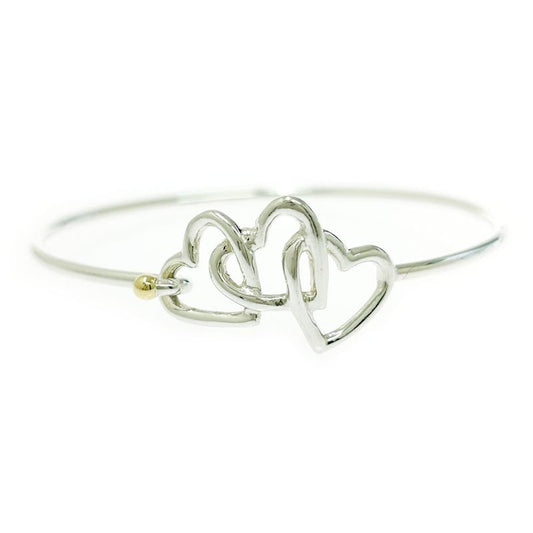 Tiffany & Co Silver Gold Triple Open Heart Bangle 7.7g 925 750 Engraved 493499