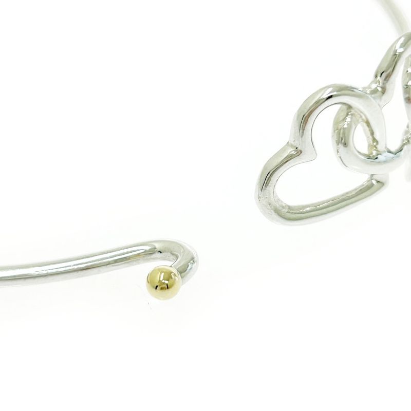 Tiffany & Co Silver Gold Triple Open Heart Bangle 7.7g 925 750 Engraved 493499