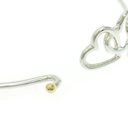 Tiffany & Co Silver Gold Triple Open Heart Bangle 7.7g 925 750 Engraved 493499