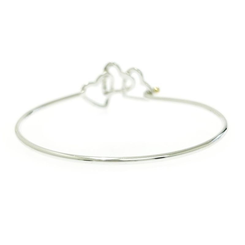 Tiffany & Co Silver Gold Triple Open Heart Bangle 7.7g 925 750 Engraved 493499