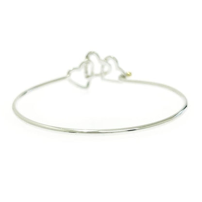 Tiffany & Co Silver Gold Triple Open Heart Bangle 7.7g 925 750 Engraved 493499