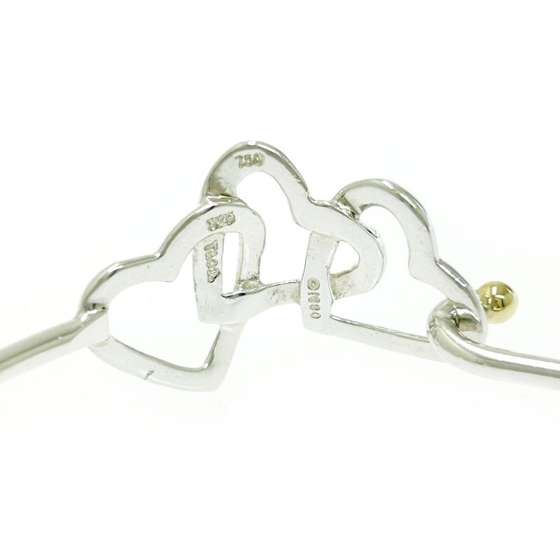 Tiffany & Co Silver Gold Triple Open Heart Bangle 7.7g 925 750 Engraved 493499