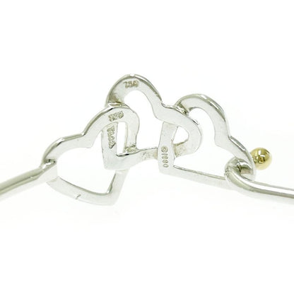 Tiffany & Co Silver Gold Triple Open Heart Bangle 7.7g 925 750 Engraved 493499