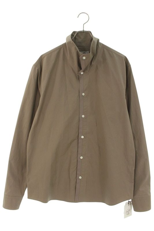 Hermes Mock Neck Cotton Long Sleeve Shirt Men's 40