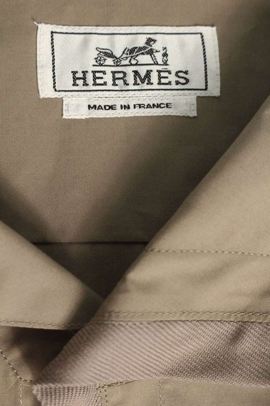 Hermes Mock Neck Cotton Long Sleeve Shirt Men's 40