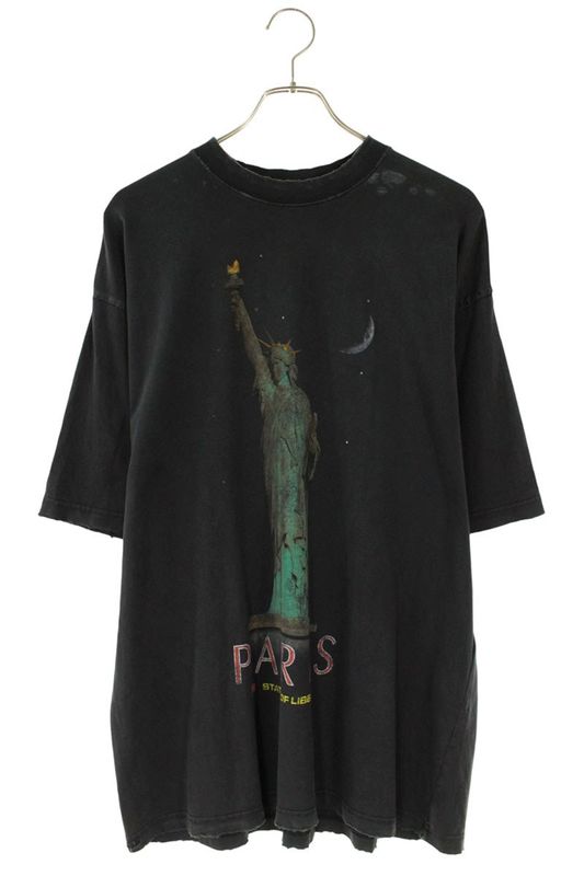 Balenciaga 764235 Tqvr9 Vintage Finish Statue Of Liberty Print T-shirt Men's S