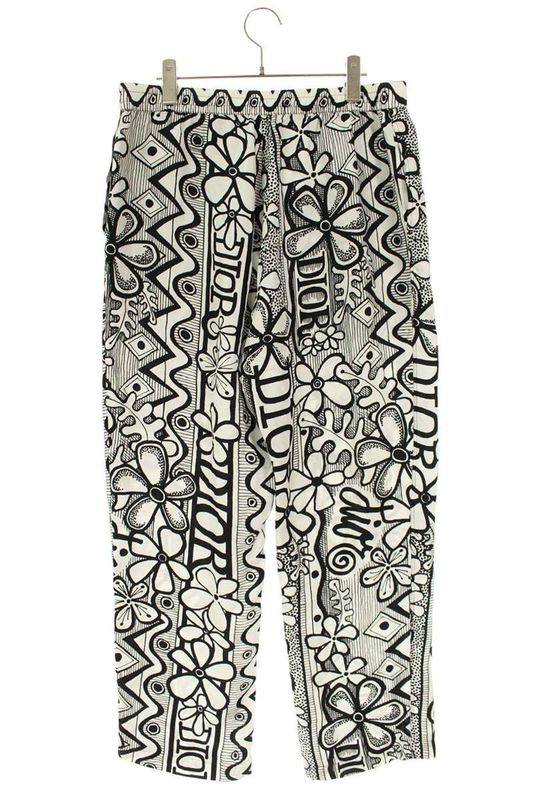 Dior X Sean Stussy 033b151a4979 All-over Silk Pajama Long Pants Men's 52