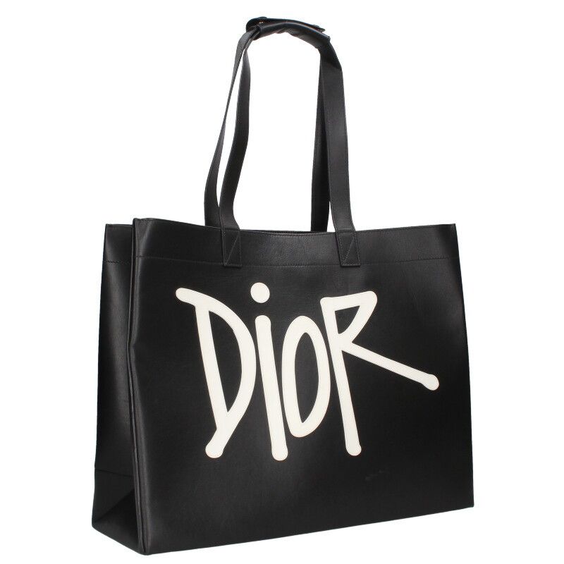 Dior X Sean Stussy Logo Leather Tote Bag Men's