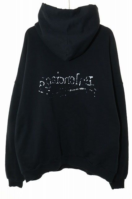 Balenciaga 23AW Damaged Logo Print Sweatshirt Pullover Hoodie Size 1 Black
