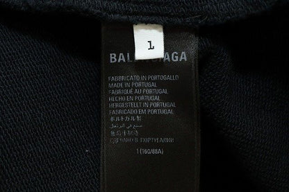 Balenciaga 23AW Damaged Logo Print Sweatshirt Pullover Hoodie Size 1 Black
