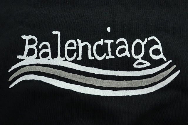 Balenciaga 23AW Damaged Logo Print Sweatshirt Pullover Hoodie Size 1 Black