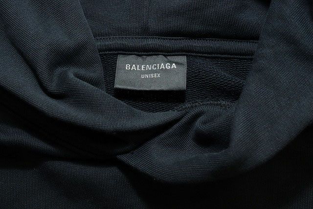 Balenciaga 23AW Damaged Logo Print Sweatshirt Pullover Hoodie Size 1 Black