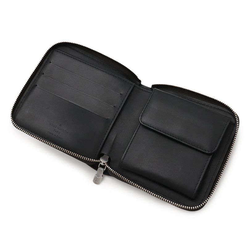 Louis Vuitton Monogram Glace Portobier Monet Zip Round Zipper Bifold Wallet
