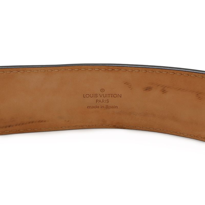 Louis Vuitton Sainture Jeans Belt Leather Noir Black Silver Hardware Men's #80