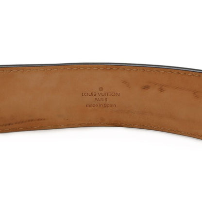 Louis Vuitton Sainture Jeans Belt Leather Noir Black Silver Hardware Men's #80
