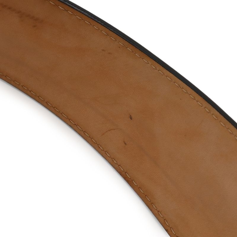 Louis Vuitton Sainture Jeans Belt Leather Noir Black Silver Hardware Men's #80