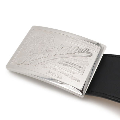 Louis Vuitton Sainture Jeans Belt Leather Noir Black Silver Hardware Men's #80