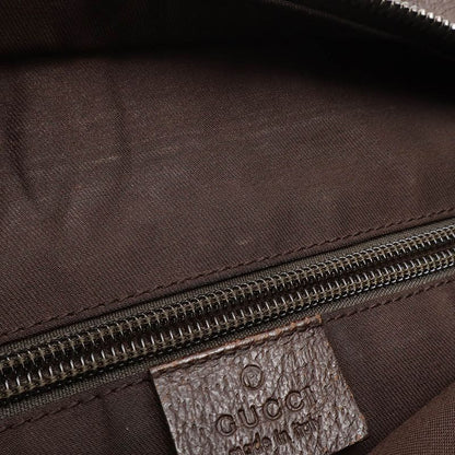 Gucci GG Canvas Sherry Line Shoulder Bag Crossbody Leather Khaki Beige Dark