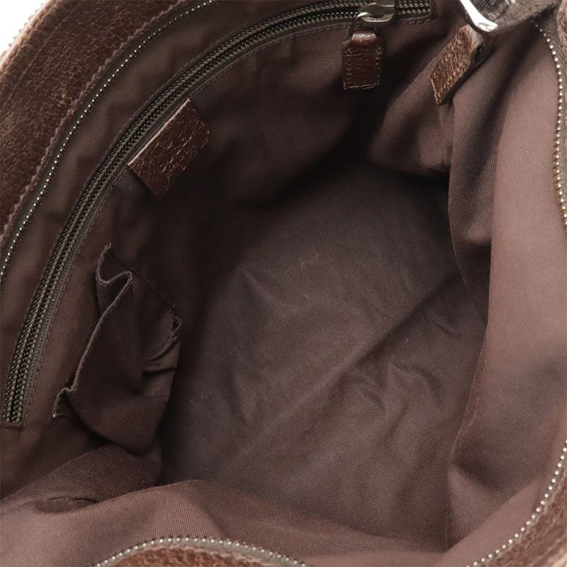 Gucci GG Canvas Sherry Line Shoulder Bag Crossbody Leather Khaki Beige Dark