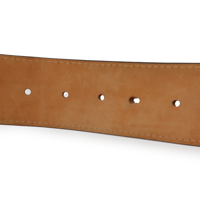 Louis Vuitton Santure Jeans Belt Leather Noir Black Silver Hardware Men's #90